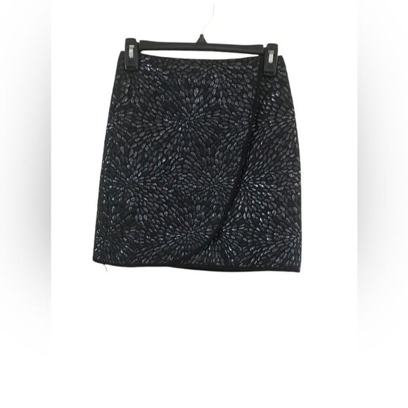 Loft Petite Size 00P Metallic Mini Skirt Black - Picture 2 of 8